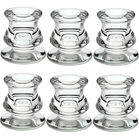 6 bougeoirs en verre transparent pour la décoration intérieure d'une date de mariage (1/5)