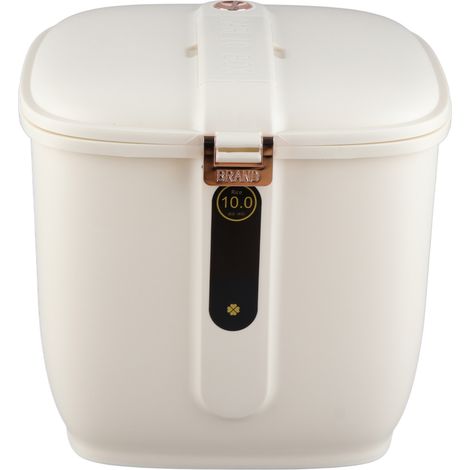 Récipient de stockage de riz grande capacité, distributeur de grains de cuisine hermétique et scellé, seau crème blanc 10kg (1/5)