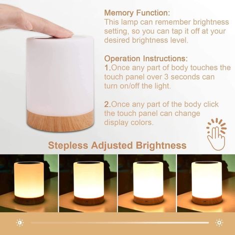 Veilleuse lampe de chevet colorée créative effet bois, lumière d'ambiance tactile à intensité variable, pour chambre enfant table de chevet bureau salon camping (1/5)