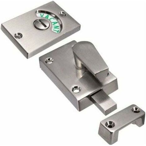 Push-button lock with occupancy indicator – Bathroom deadbolt – Easy installation – Wear-resistant – Satin nickel (1/5)