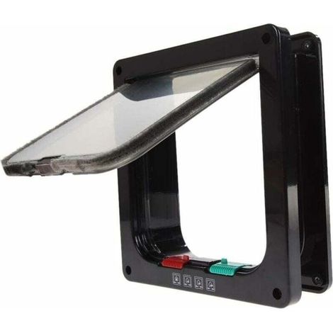 Chatière 4 positions pour chat et petit chien – Serrure verrouillable – Dimensions M: 19x19.7x5.3cm – Installation facile sur portes jusqu'à 50mm (1/4)