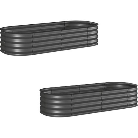 2er-Set hochbeet Pflanzenbeet, modulares Hochbett, geschützte Kanten, Design ohne Boden,  150 x 62 x 30 cm, Dunkelgrau