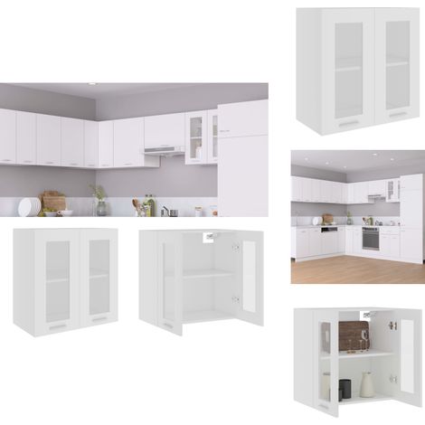 Armoire en verre suspendue Blanc 60x31x60 cm Bois ingénierie - Armoire Suspendu - Meuble De Cuisine - Rangement Cuisine - Armoire Vitrée - Blanc (1/5)
