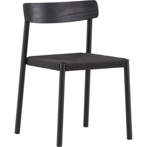 Chaise en Rotin "Malmon" 79cm Noir (1/5)