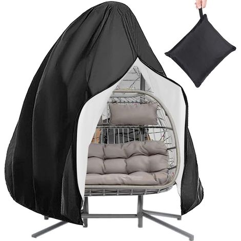 Housse de chaise suspendue en forme d'œuf - 200 x 230 cm - Housse de chaise double avec fermeture éclair et cordon de serrage - Imperméable et coupe-vent - Durable (1/5)