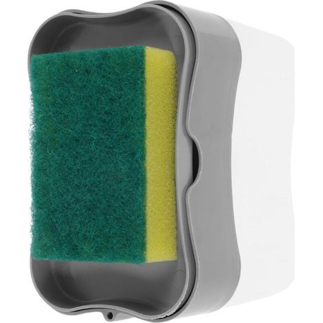 Distributeur manuel de savon pour cuisine, porte-savon argenté avec porte-éponge, design facile à presser, savon non inclus (1/3)