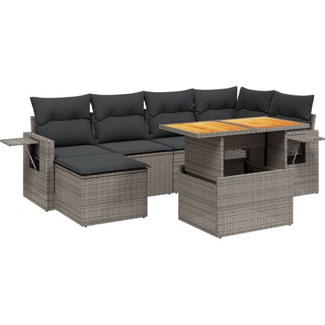 Maison Exclusive - Set Divani da Giardino 7 pz con Cuscini Grigio in Polyrattan