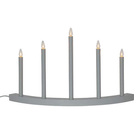 Chandelier Star Trading 'Accent' en bois et métal, composition pyramidale, bougies e10, gris, L 60 cm