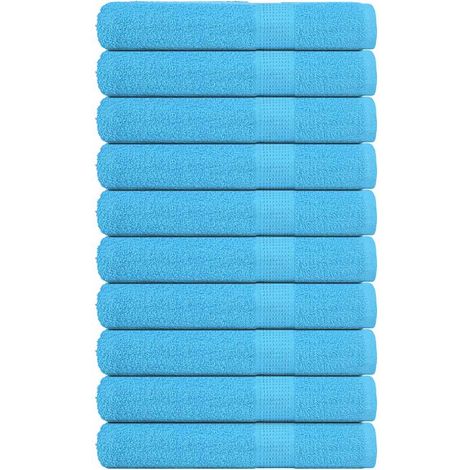 Toallas 10 uds 100% algodón turquesa 100x200 cm 360 gsm