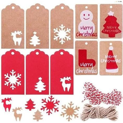 200 pièces Étiquettes-cadeaux Étiquettes Kraft Étiquettes volantes pour sapin de Noël (1/4)