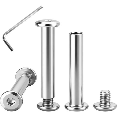 20 Pièces Vis à Douille Creuse M4x30mm avec Écrous et Clé Allen, Boulon de Connection pour Assemblage de Meubles (Armoire, Lit, Table) en Acier Inoxydable (1/5)