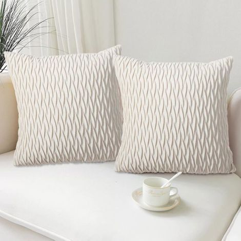 Taie D Oreiller - Velours Polyester 45x45 Cm - Fermeture Eclair Cachee - Lot De 2 (1/4)