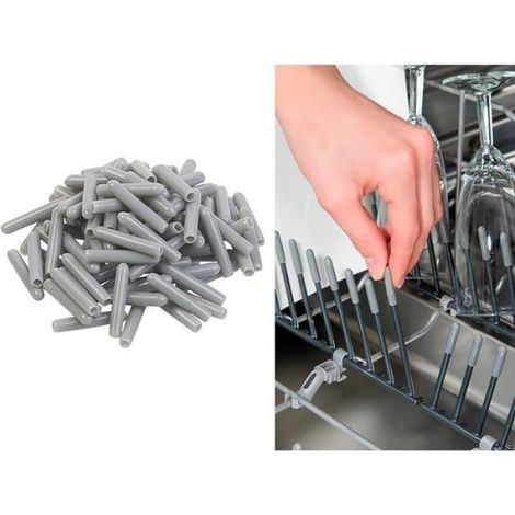Capuchons Pour Panier De Lave-Vaisselle - 100 Pièces - Gris - Compatible Tous Modèles Standards (1/4)
