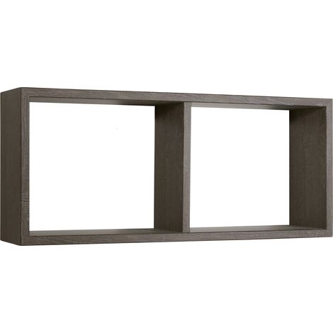 Mensola Rettangolare 2 Scomparti da Parete 70x30x15,5 cm in Fibra di Legno Morgana Rovere Scuro (1/5)
