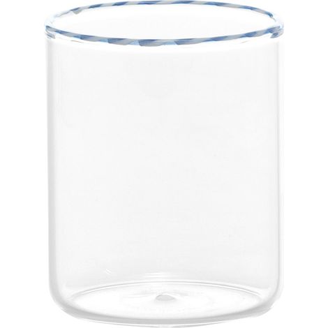 Set 6 Bicchieri Tumbler Intrecci in Vetro Borosilicato Soffiato a Mano, Finitura Bianco e Blu, Design Elegante e Resistente agli Shock Termici (1/4)