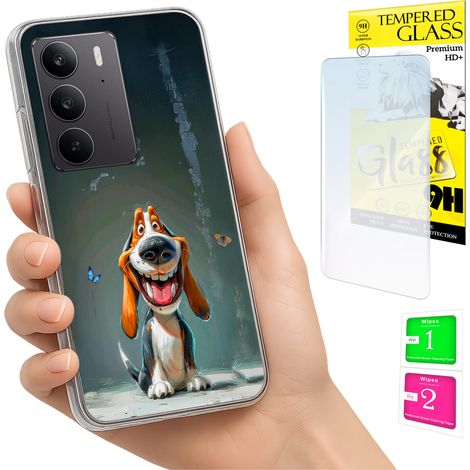 Schutzhülle für Realme C75 / 14X 5G mit Foto-Rückseite, Hundemotiv + 9H-Glas (1/5)