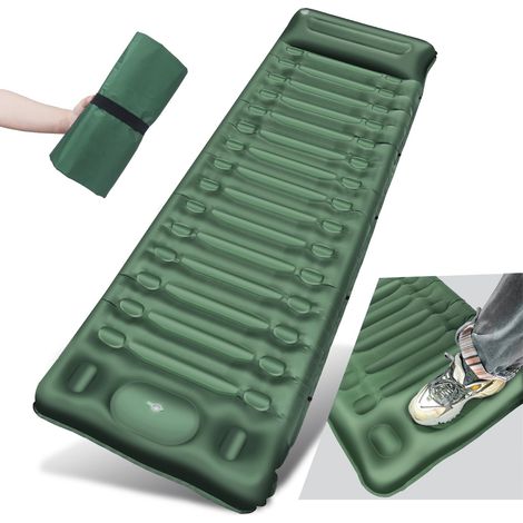 Matelas de Camping, Matelas autogonflant de 14 cm d'épaisseur pour l'extérieur avec Pompe à Pied, Matelas pneumatique imperméable et Durable pour la randonnée et Le Sac à Dos (1/5)
