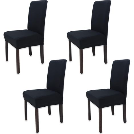 4 Pièces Housse de Chaise Moderne élastique, Amovible Lavable Extensible Housses de Chaise de Salle à Manger, Couverture de Chaise pour Décor Salle à Manger, Hôtel et Mariage (Noir) (1/5)