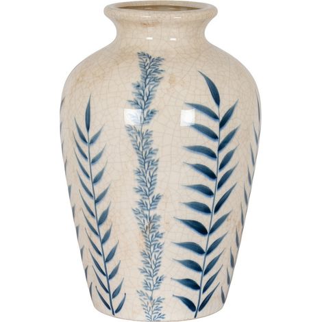 Classic Blue Flora Juniper Vase - Ceramic - L21 x W21 x H31 cm - White