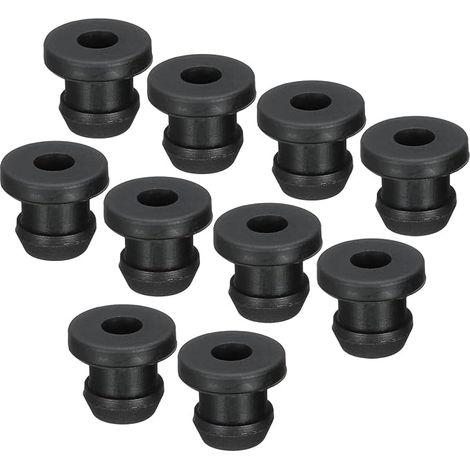 10pcs Rubber Snap On Grommet Plugs, Mounting Diameter 7mm ID 0.6cm, Anti-Scratch Seal for Electric Box Cable Pipe Black (1/5)