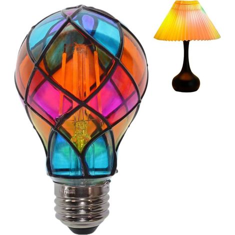 4W Ampoules En Vitrail Pour Intérieur,E26 120V LED Coloré Ampoule Peinte À La Main Pour L'Intérieur La Maison La Chambre La Lampe De Chevet Le Jardin Le Balcon La Fête Halloween Noël (1/5)