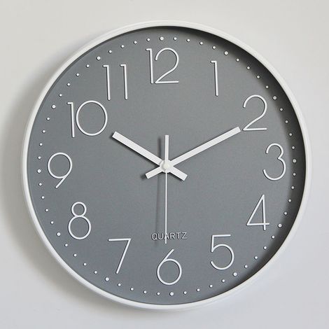 Modern Silent Non-Ticking Wall Clock, Mute Silent Wall Clock for Bedroom Kitchen Living Room - Grey-30CM
