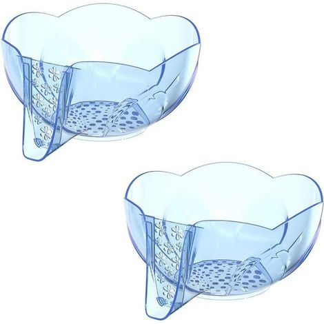 Lot de 2 paniers d'égouttage multifonctionnels avec bec verseur, entonnoir d'égouttage en plastique avec filtres amovibles (bleu) (1/2)