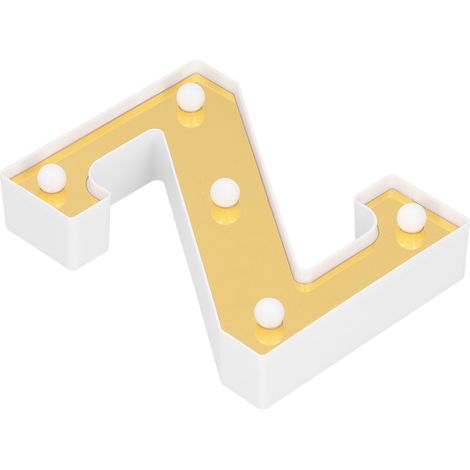 Lampe LED dorée en forme de Z, lettres de l'alphabet, décoration pour mariage, fête ou Noël, blanc chaud (1/5)