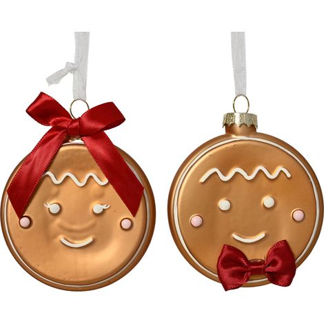 Pendente pancake in vetro opaco 8 x 2 x 8,5 cm marrone Peraga Christmas