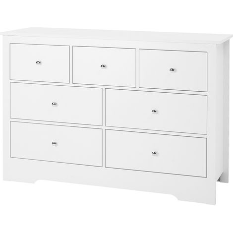 Mophorn 7-Drawer Wooden Dresser, Minimalist Chest of Drawers with Sliding Tracks and Anti-Tip Design, Storage Organizer for Bedroom, Living Room, Hallway, Entryway, Light Wood Finish (1/5)