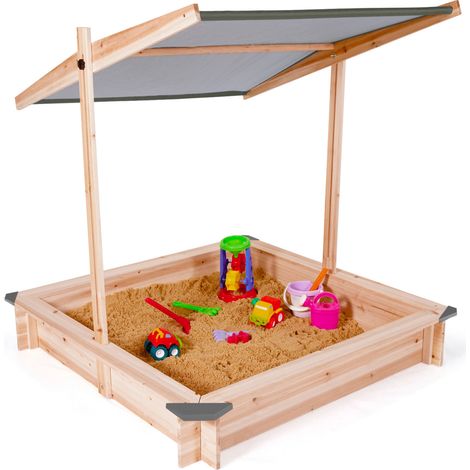 Sabbierra in legno con tetto apribile grigio KIDS