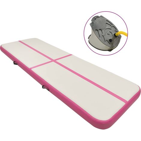 Esterilla inflable de gimnasia con bomba PVC rosa 400x100x20 cm vidaXL