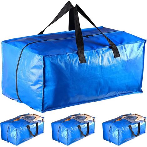 Confezione da 4 borse da trasloco resistenti e di grandi dimensioni con cerniera per campeggio, piumino, decorazione natalizia (blu) (1/4)