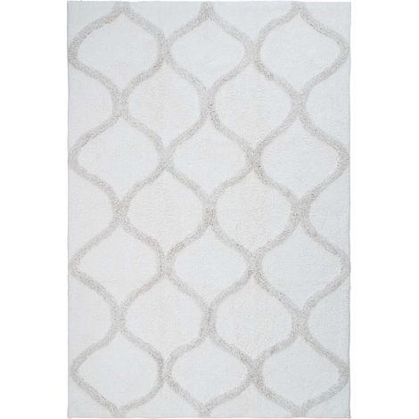 ATLAS - Tapis lavable berbère en coton beige 180x180
