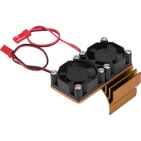 Dissipateur thermique à double ventilateur pour moteur 540/550, compatible avec voitures RC électriques à l'échelle 1/10 (couleur or). (1/5)