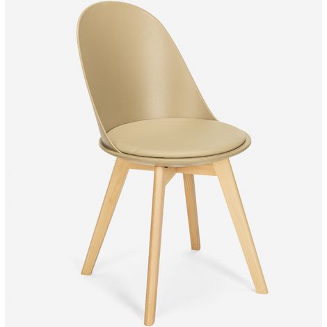 Silla de diseño escandinavo de madera con cojín cocina comedor Bib Nordica - Gris (1/5)