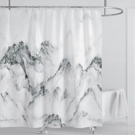 Filiyano-Rideau de douche imperméable effet marbre avec crochets, imprimé et lavable, décoration intérieure, L 180 x H 240 cm