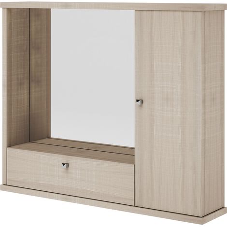 Specchiera bagno mobile arredo moderno 1 anta con ribalta olmo h.61x73x14 (1/3)