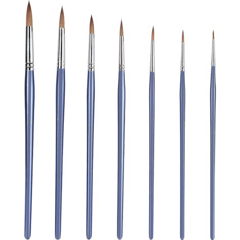 Set mit 7 Wolfshaarpinseln für Aquarell- und Acrylmalerei – Professionelle Künstlerwerkzeuge (1/5)