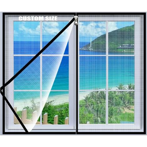 Moustiquaire de fenêtre de taille personnalisée, moustiquaire universelle semi-transparente, moustiquaire pour chat, avec ouverture à fermeture éclair (1/5)