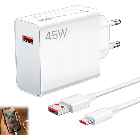 Chargeur 45 W pour Xiaomi, chargeur rapide pour Redmi Note 14 13 12, avec câble USB C 1 m, adaptateur 45 W pour Xiaomi 15 14 13 12 Poco X7 F7 Ultra Redmi Turbo 4 Pro, disponible pour d'autres marques. (1/5)