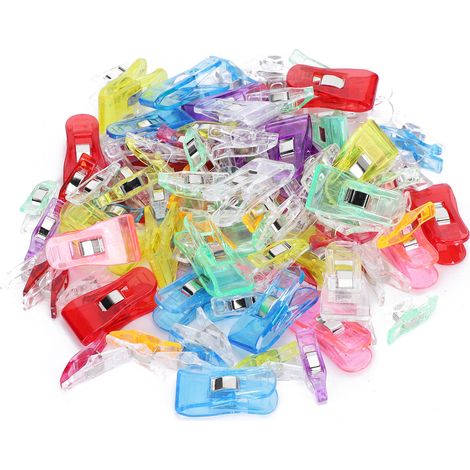 100 pinces à ourlet colorées en plastique pour patchwork et quilting, accessoires de couture (1/5)
