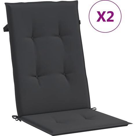 Coussins de chaise de jardin à dossier haut lot de 2 noir tissu (1/5)