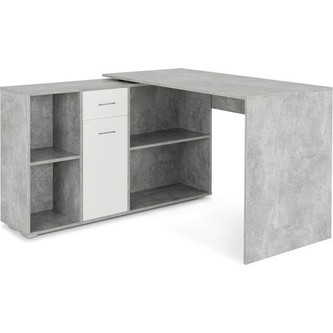 Bureau béton/blanc CARMEN couleur béton/blanc