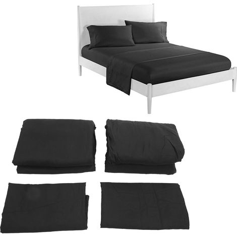 Vierteiliges schwarzes Bettwäscheset aus den USA, Kingsize (1/5)