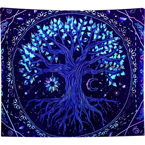 DECORACI脫N DE PARED UV PINTURA FLUORESCENTE TAPIZ REFLECTANTE 150cm XXL 脕rbol