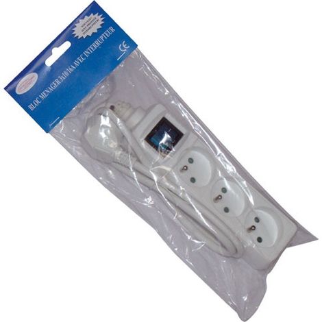 Satiplugs France Bloc Multiprises 3 Prises Blanc 16A