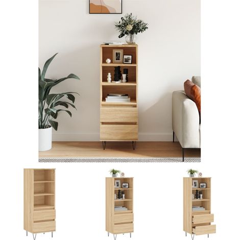 The Living Store Highboard Sonoma-Eiche 40x36x110 cm Holzwerkstoff - Sideboards (1/5)