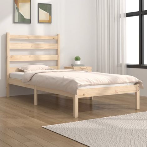Bed Frame without Mattress Solid Wood Pine Single vidaXL (1/5)