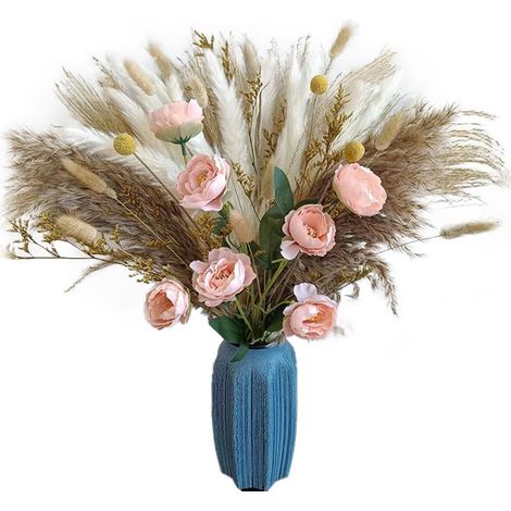 Simulation Natural Pampas Grass Bouquet Long Lasting Dried Flowers Bouquet for Home Wedding Decor (1/2)